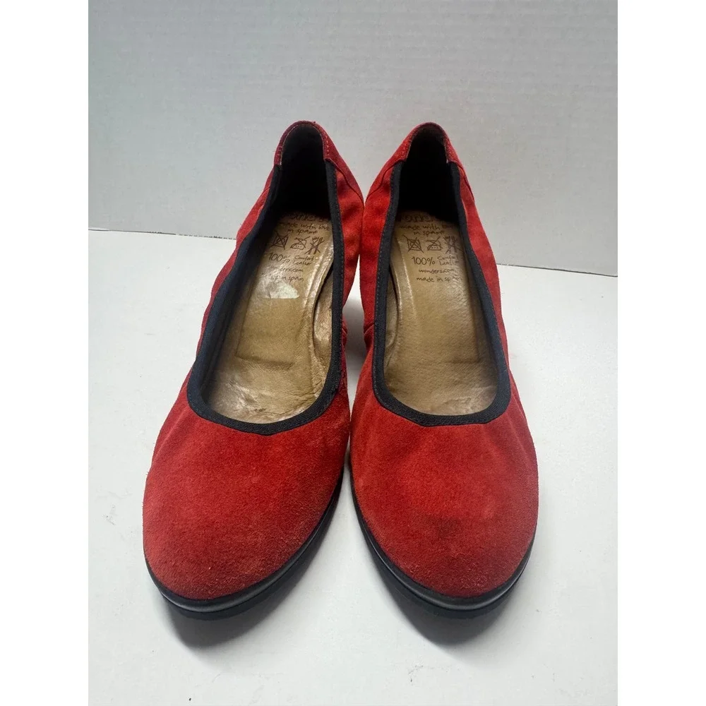 Wonders‎ Red Suede Wedge Pumps Leather Made in Spain EU 38 L-8061 7.5